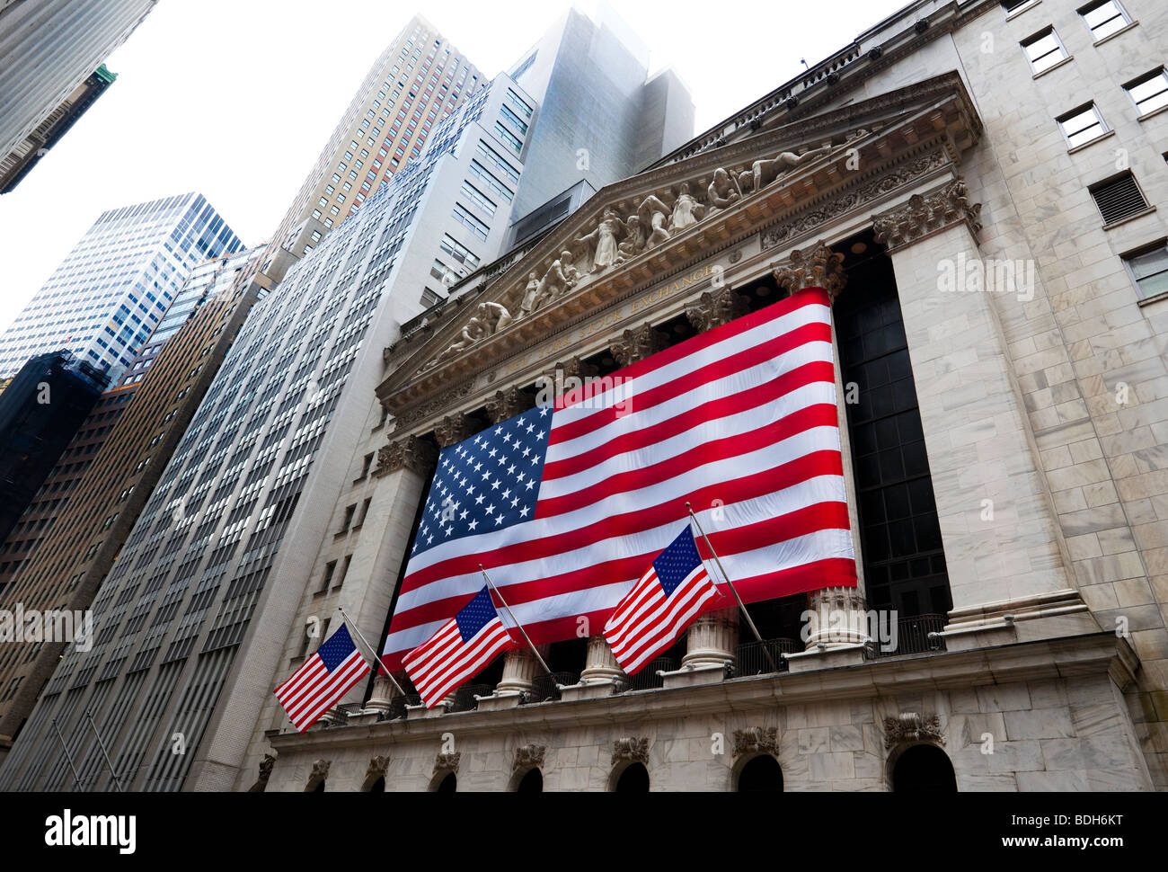 New York Stock Exchange Building, Wall Street, New York City, Stati Uniti d'America. Foto Stock