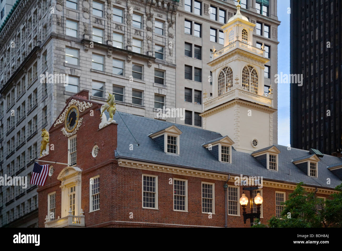 Il vecchio Stato casa costruita nel 1713 è il più antico edificio coloniale ancora in piedi - BOSTON, MASSACHUSETTS Foto Stock