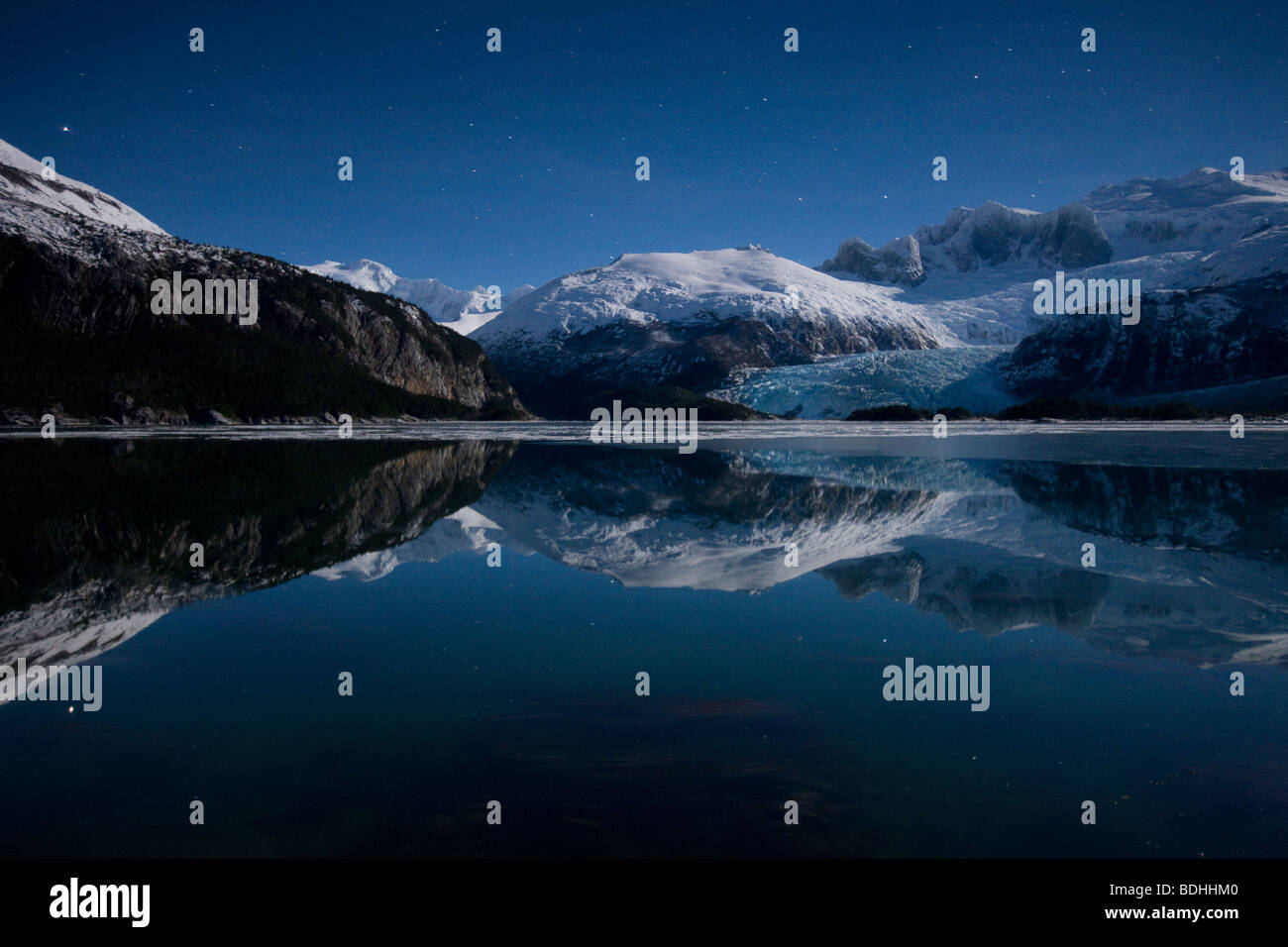 Inverno, Seno Pia, braccio est, Tierra del Fuego, Cile Foto Stock