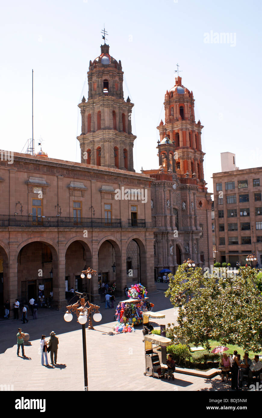 La cattedrale e il Palazzo Comunale sulla Plaza de Armas, San Luis Potosi, Messico Foto Stock