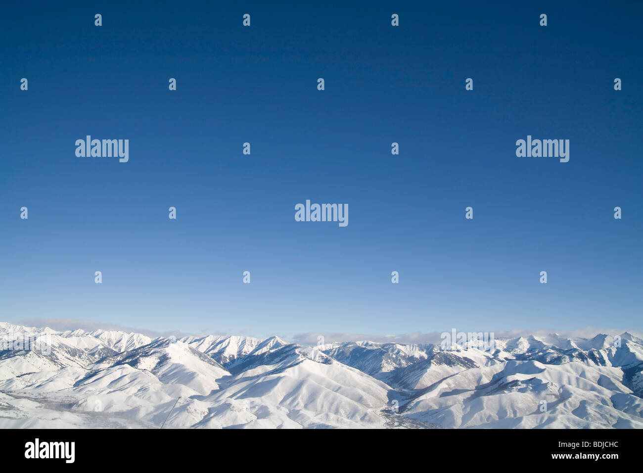 Vista la gamma a dente di sega dal Monte Baldy, Sun Valley Resort, Idaho, Stati Uniti d'America Foto Stock