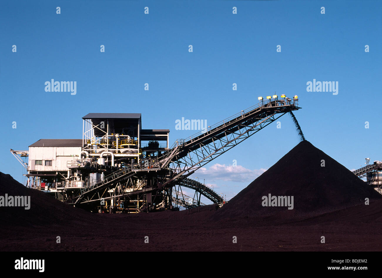 Nero carbone miniere, stoccaggio del carbone Foto Stock