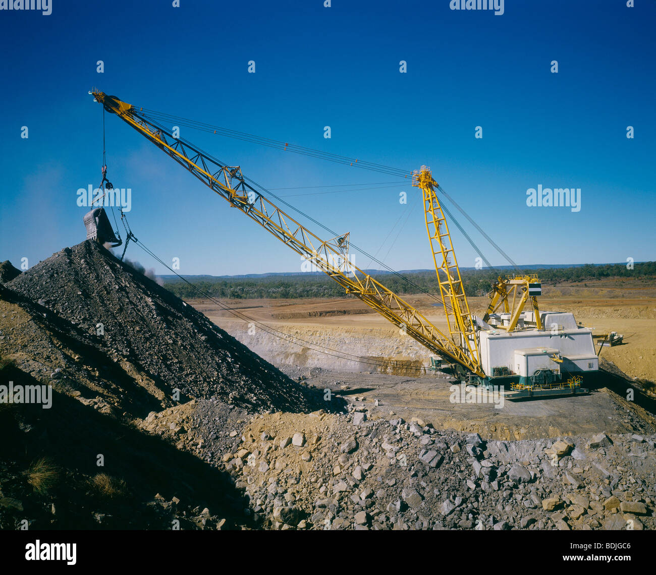 Nero carbone miniere, Dragline rimozione di sovraccaricare, Australia Foto Stock