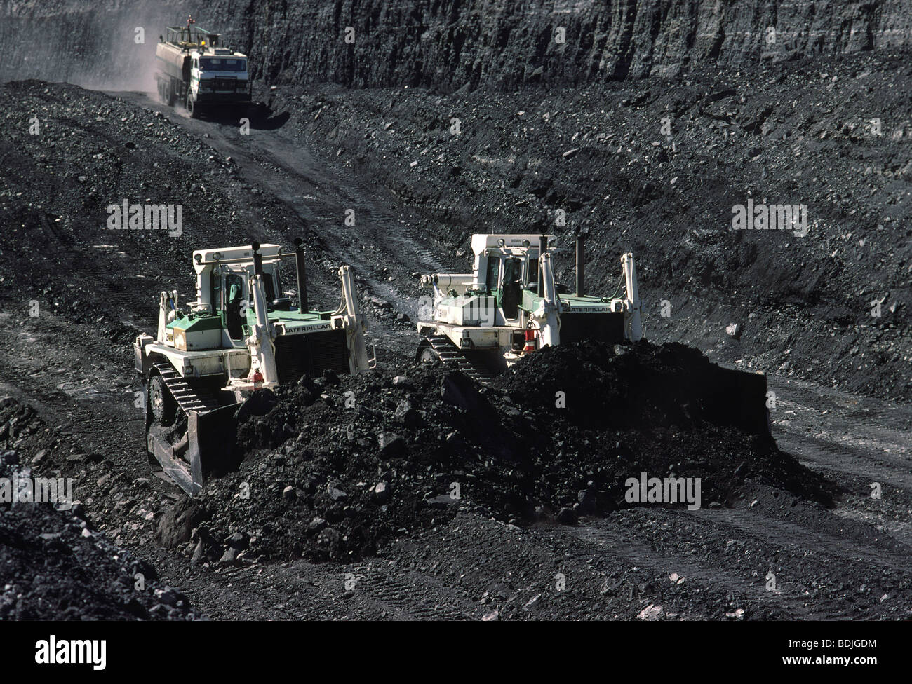Nero carbone miniere, bulldozer, Australia Foto Stock