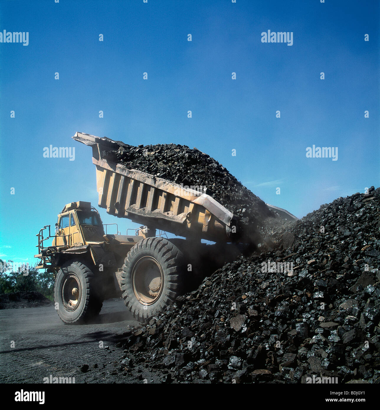 Nero carbone miniere, camion, Australia Foto Stock