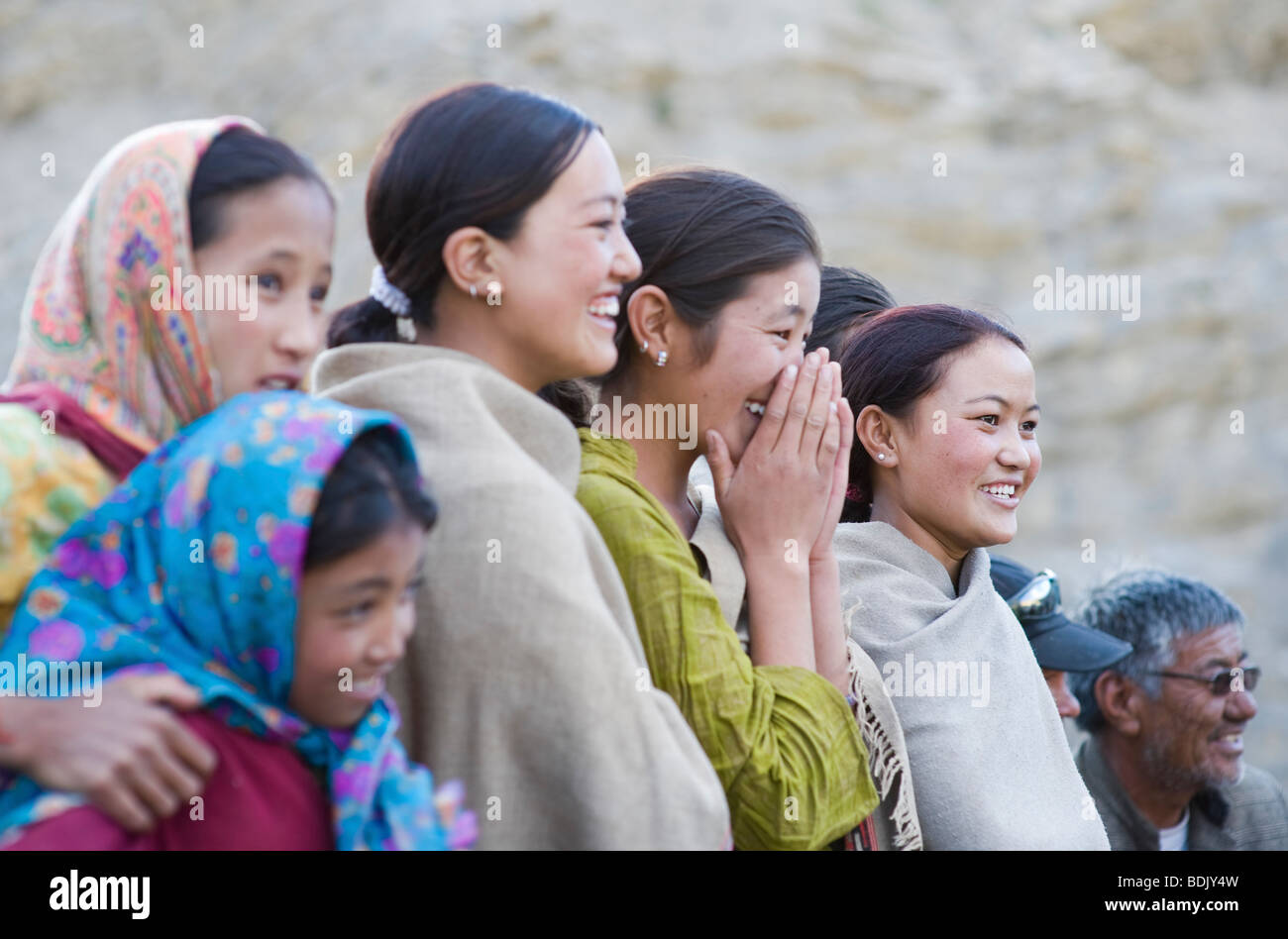 Le donne indiane dal Spiti Valley vicino al Tibet. Foto Stock