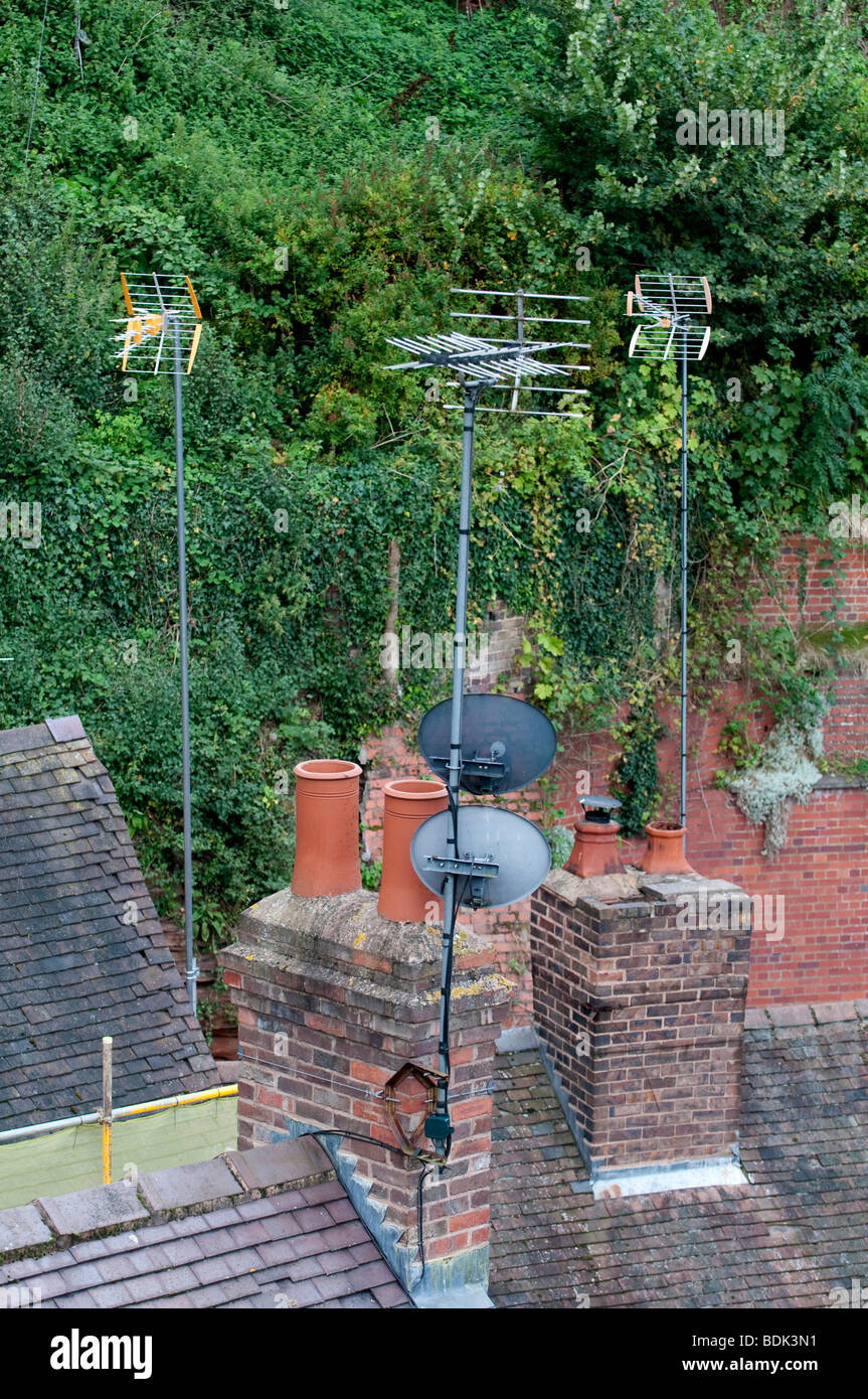 Antenne della televisione in Bridgnorth Shropshire Foto Stock