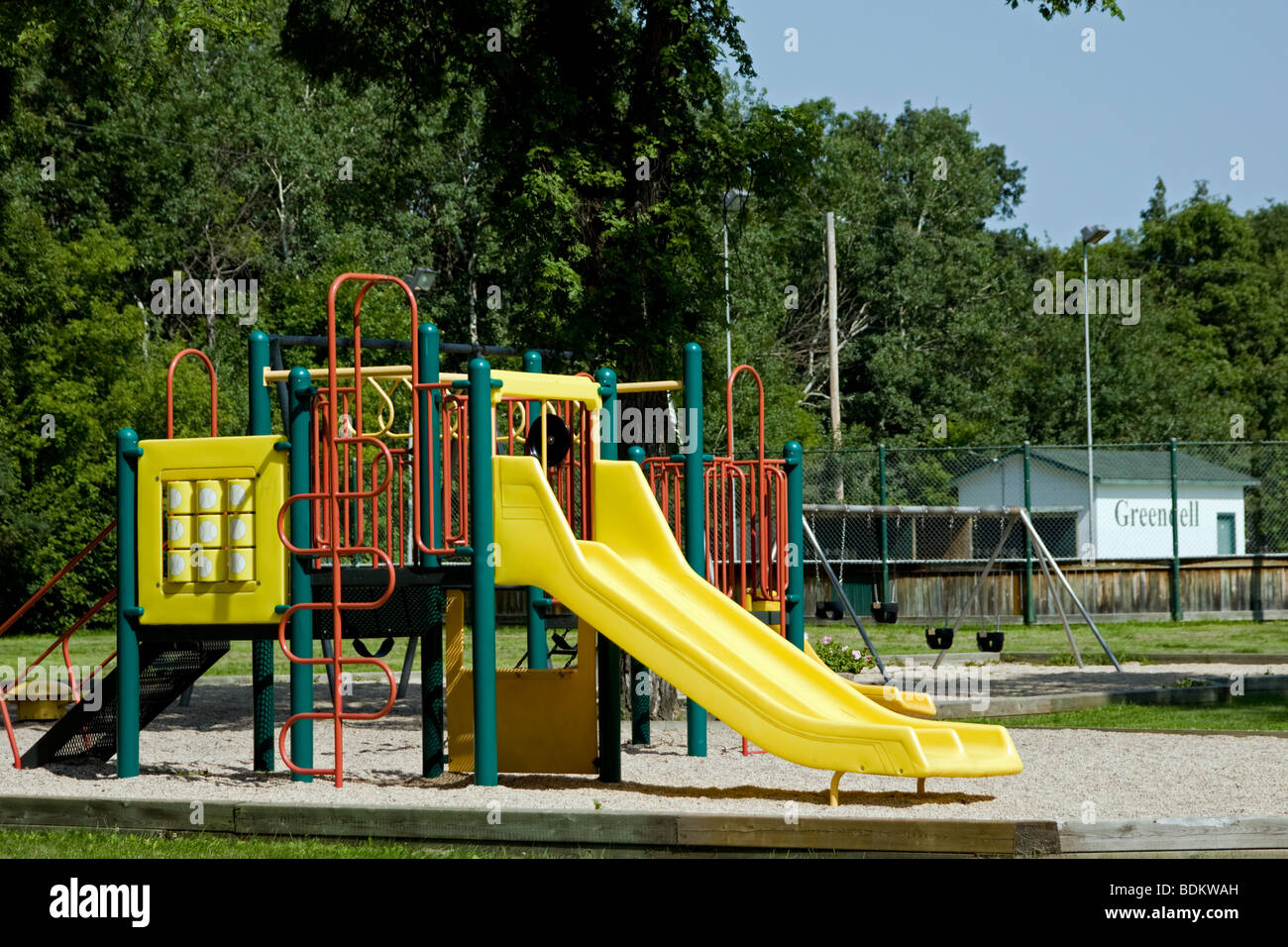 Svuotare parco giochi per bambini di Winnipeg in Canada Foto Stock