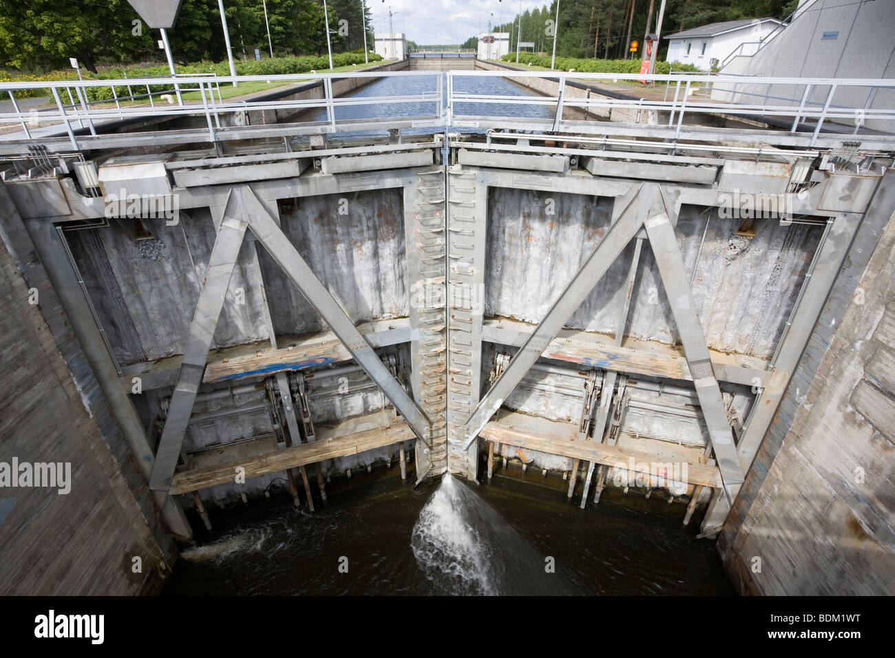 Saimaa canal bloccare i cancelli in Soskua Lappeenranta FINLANDIA Foto Stock