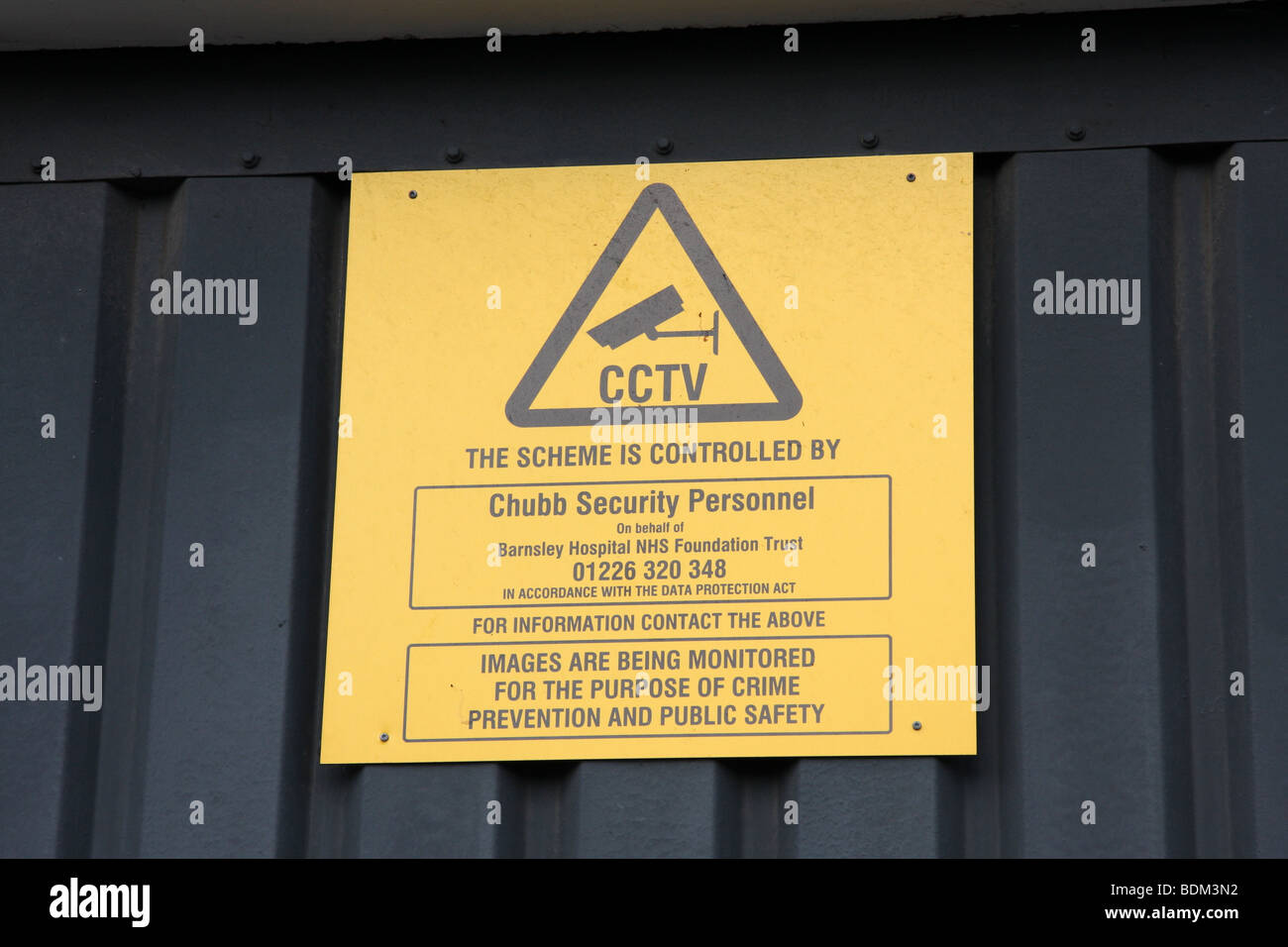 Segno TVCC, Barnsley Ospedale, Barnsley, South Yorkshire Foto Stock