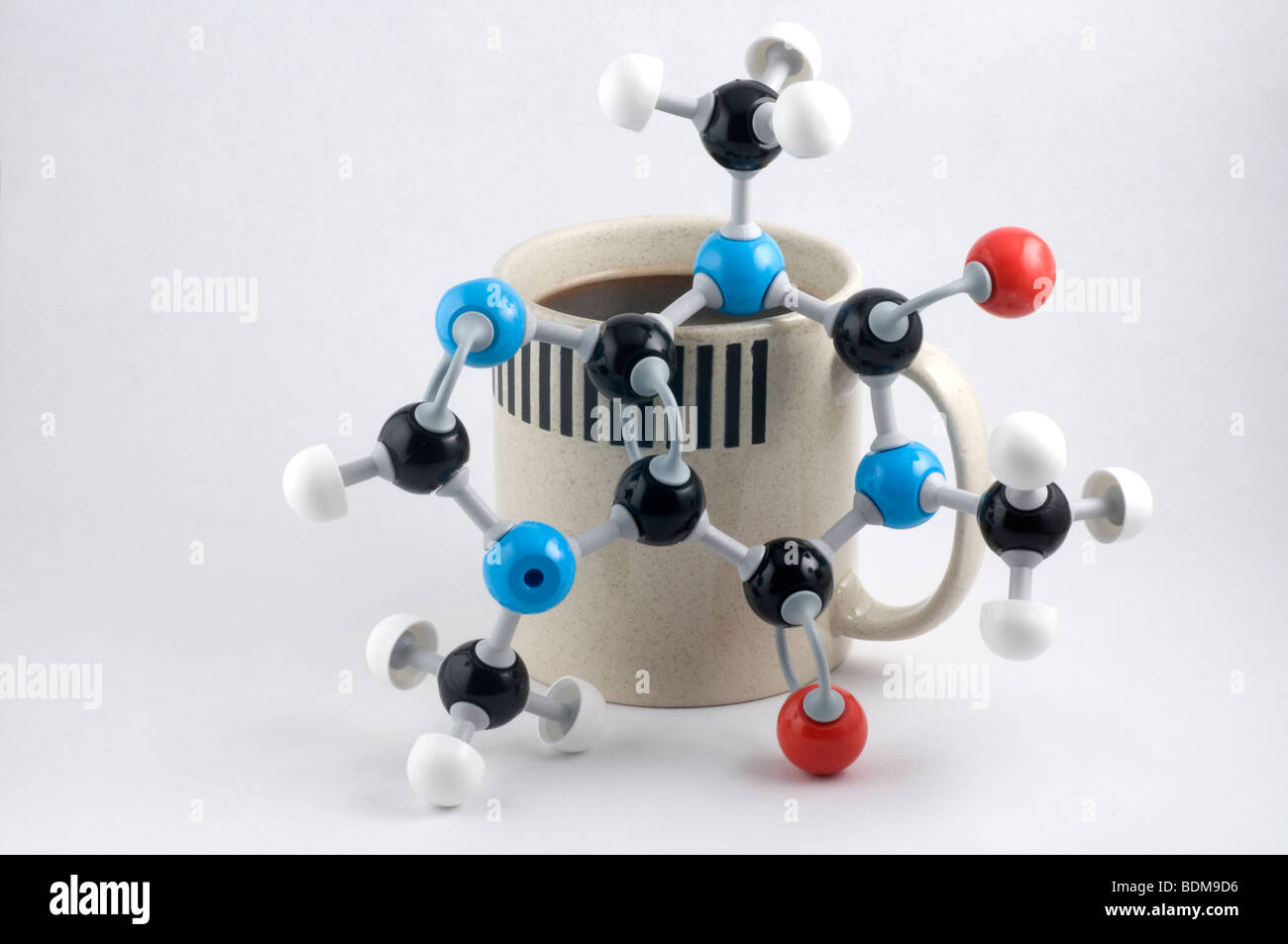 La caffeina 3D modello molecolare. Foto Stock