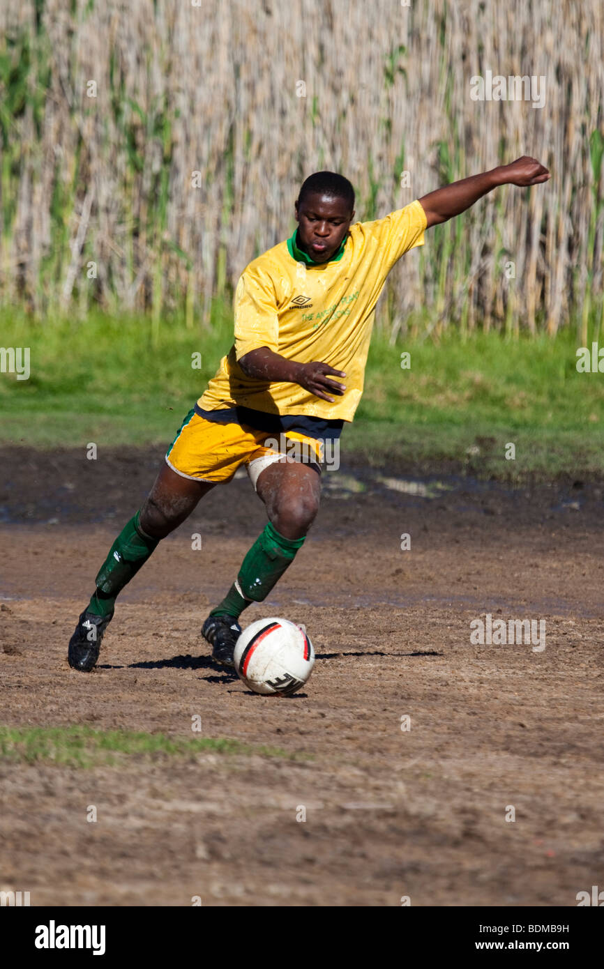 Local Soccer Match, Hout Bay, Sud Africa Foto Stock