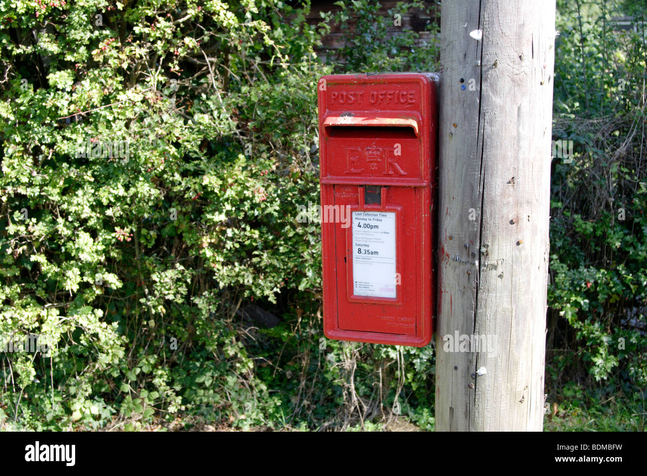 Casella postale attaccato ad un lampione, England, Regno Unito Foto Stock