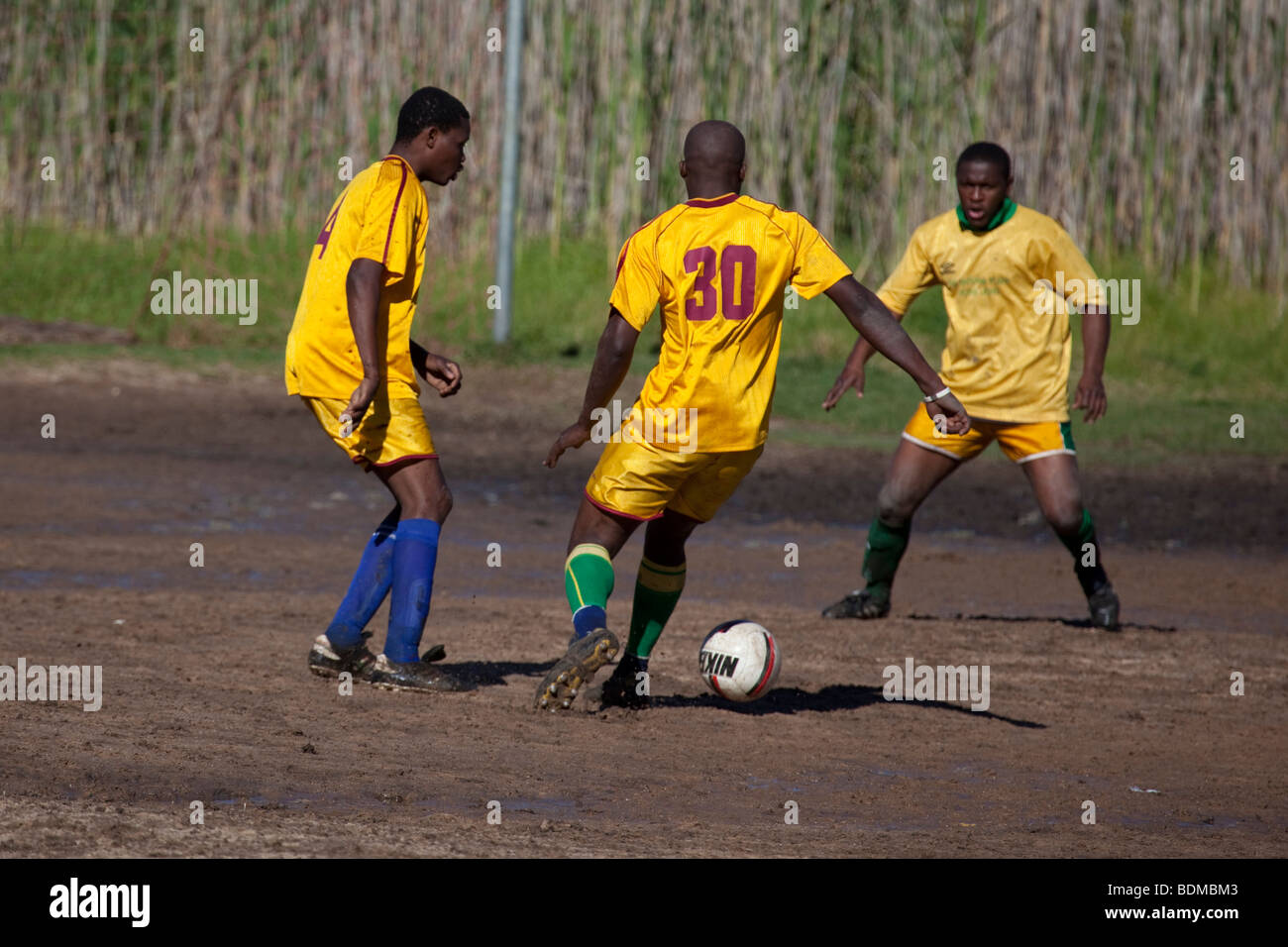 Local Soccer Match, Hout Bay, Sud Africa Foto Stock