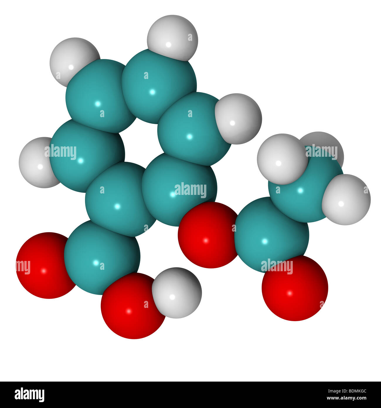Calcolatore generato dello spazio tridimensionale del modello di riempimento di aspirina, acido acetilsalicilico Foto Stock