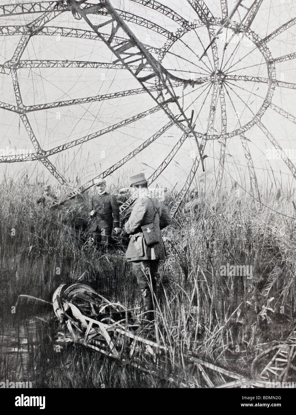 Relitto in Francia di un Tedesco dirigibile Zeppelin abbattuto durante la Prima Guerra Mondiale. Foto Stock