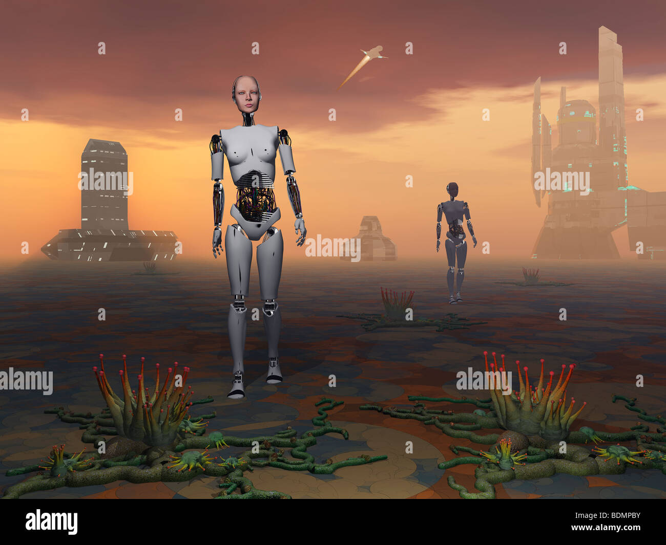 La colonizzazione di un mondo alieno. Foto Stock