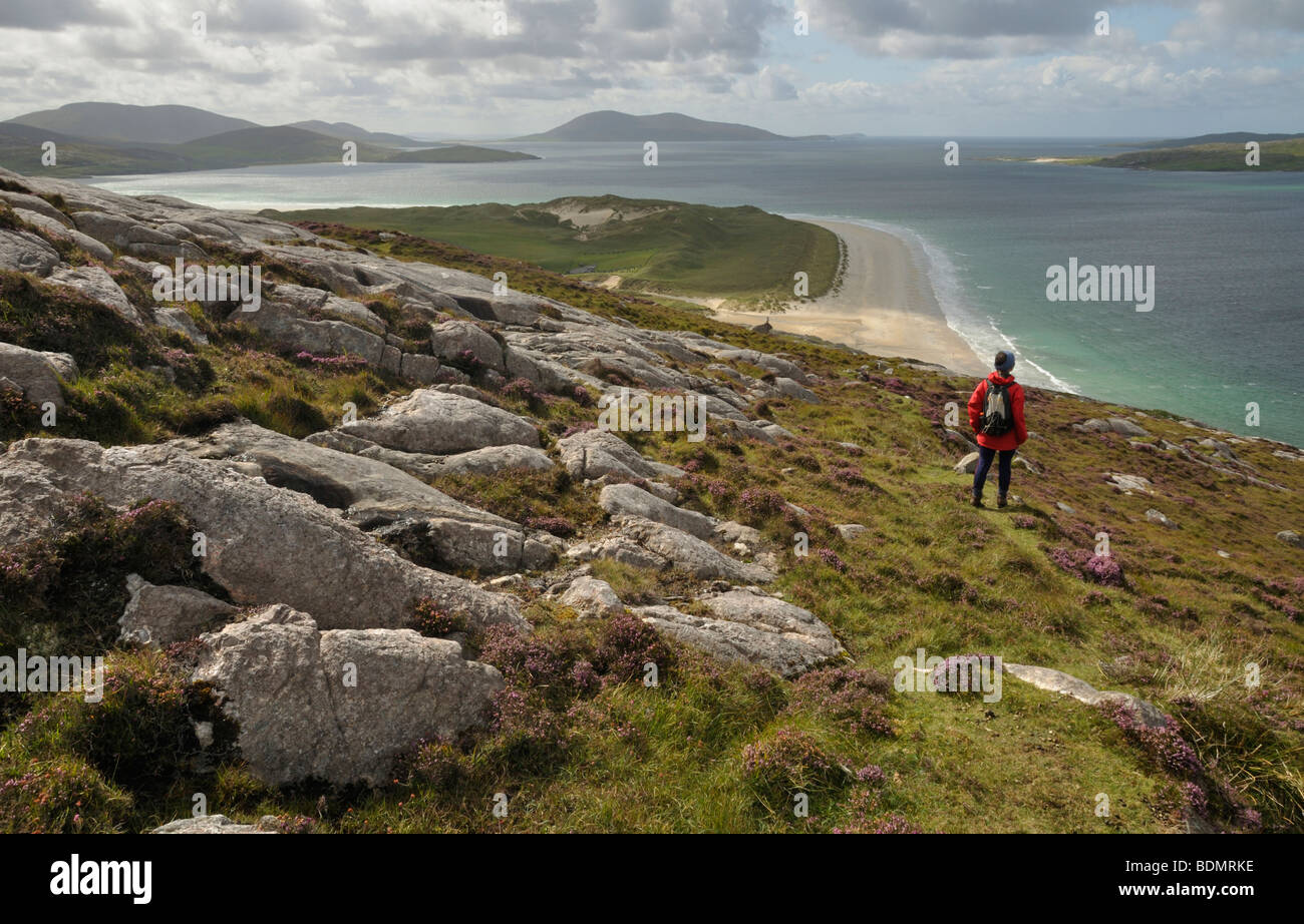 Traigh Losgaintir da Beinn Dhubh, Isle of Harris, Scozia Foto Stock