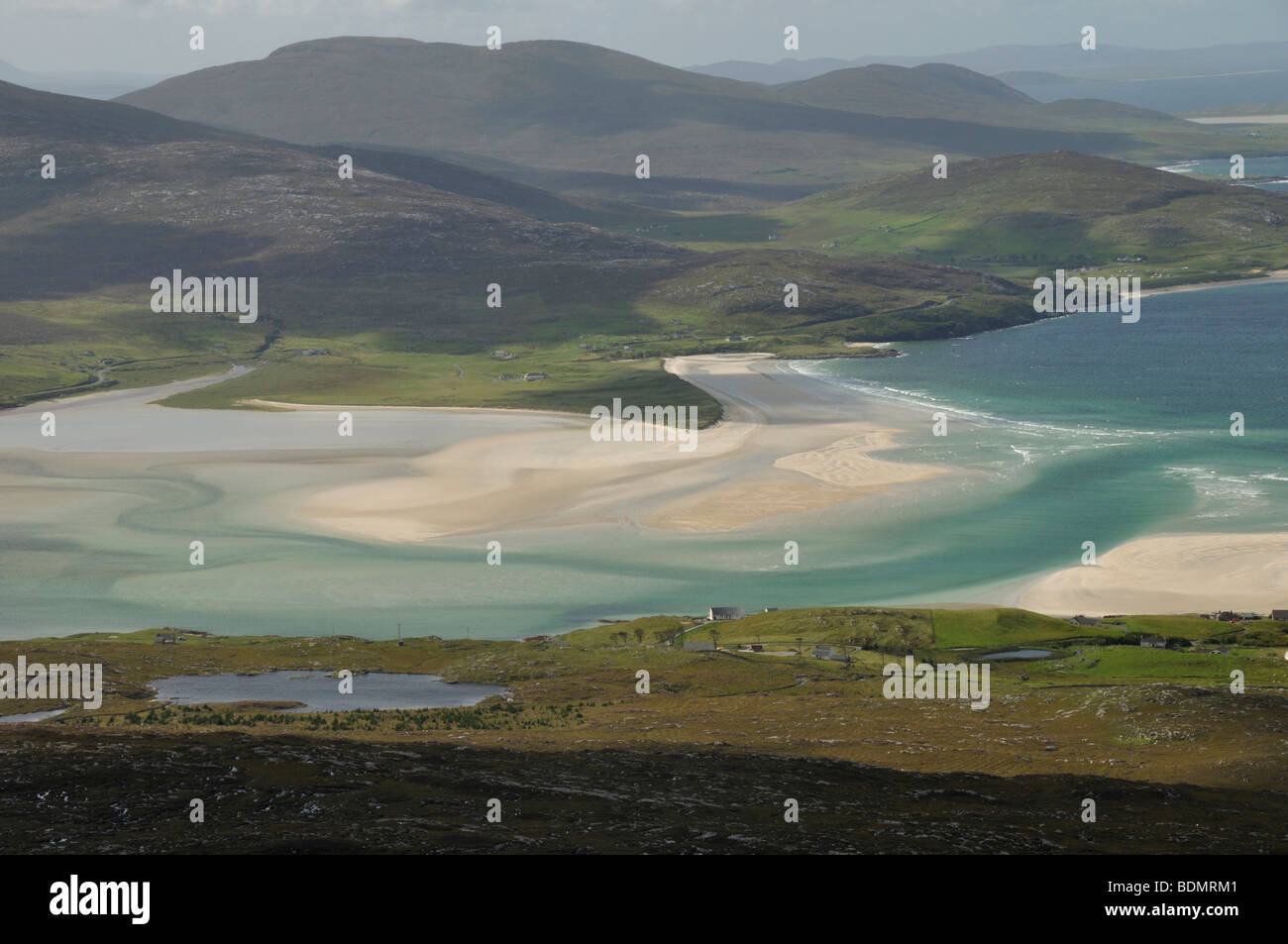 Traigh Losgaintir da Beinn Dhubh, Isle of Harris, Scozia Foto Stock