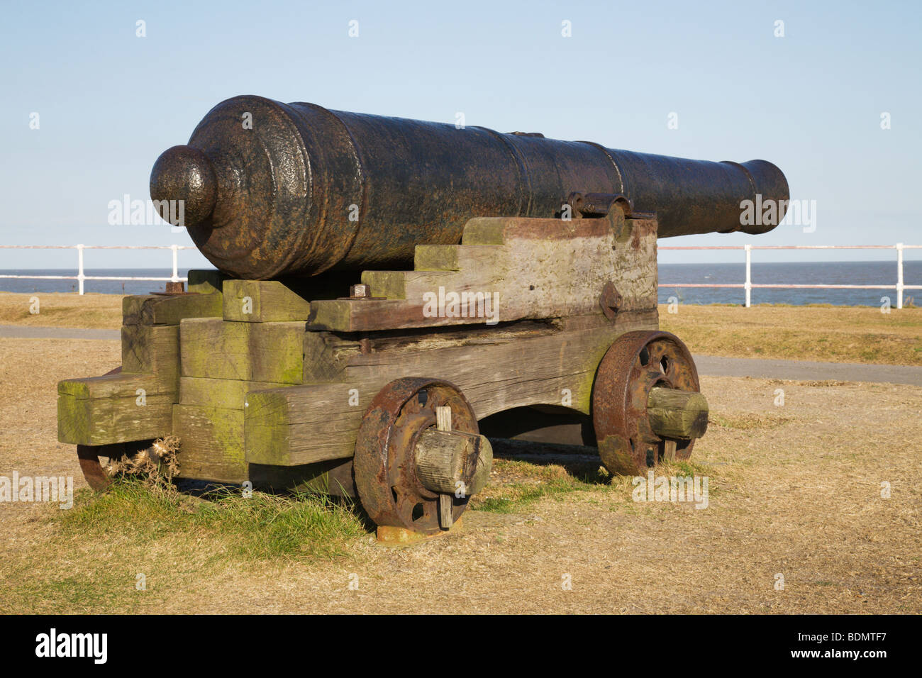 Un cannone pistola su 'Gun Hill', Southwold, Suffolk, Inghilterra, Regno Unito. Foto Stock