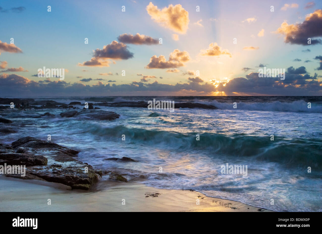 Tramonto sulla spiaggia di Prevelly a Margaret River, Western Australia. Foto Stock