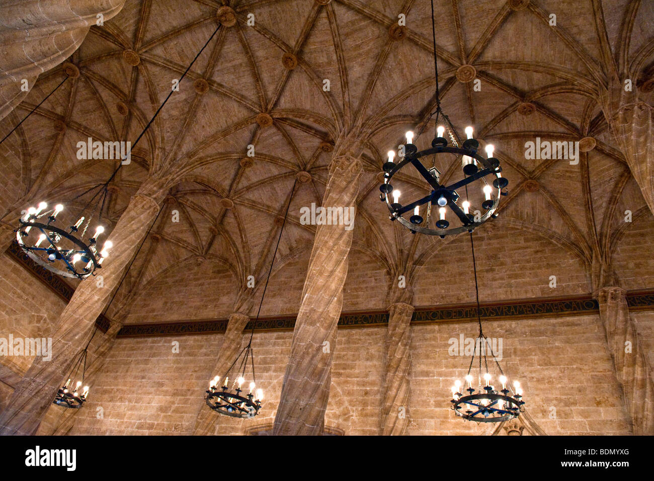 Soffitto di La Llotja per lo scambio della seta, Valencia Foto Stock