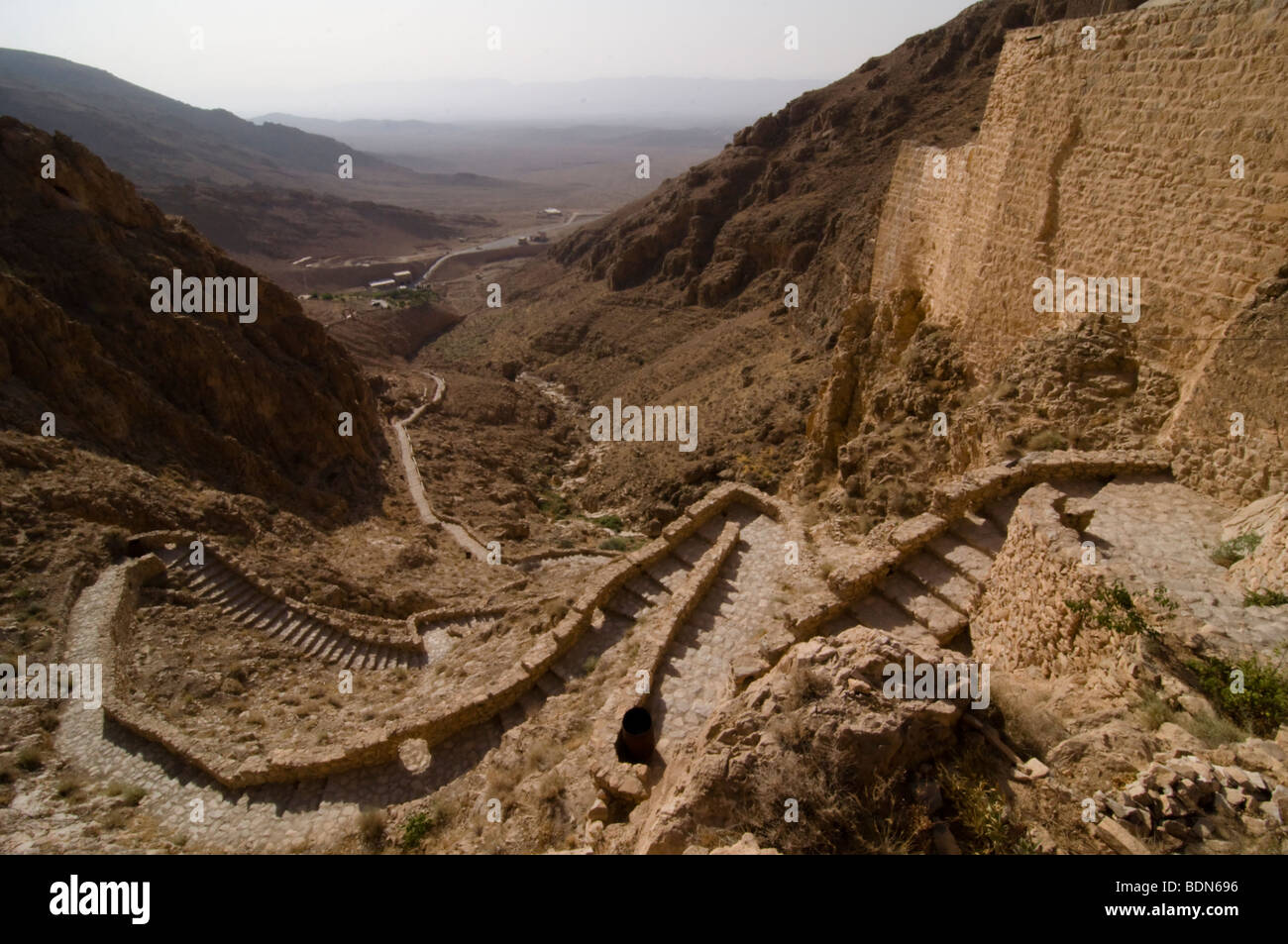 Scale a Mar Musa, il Monastero nel deserto, Siria. Foto Stock