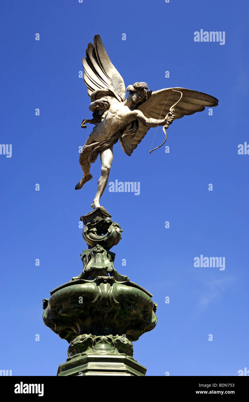 Anteros statua da Alfred Gilbert da Shaftesbury Memorial fontana di Piccadilly Circus, London, Regno Unito Foto Stock