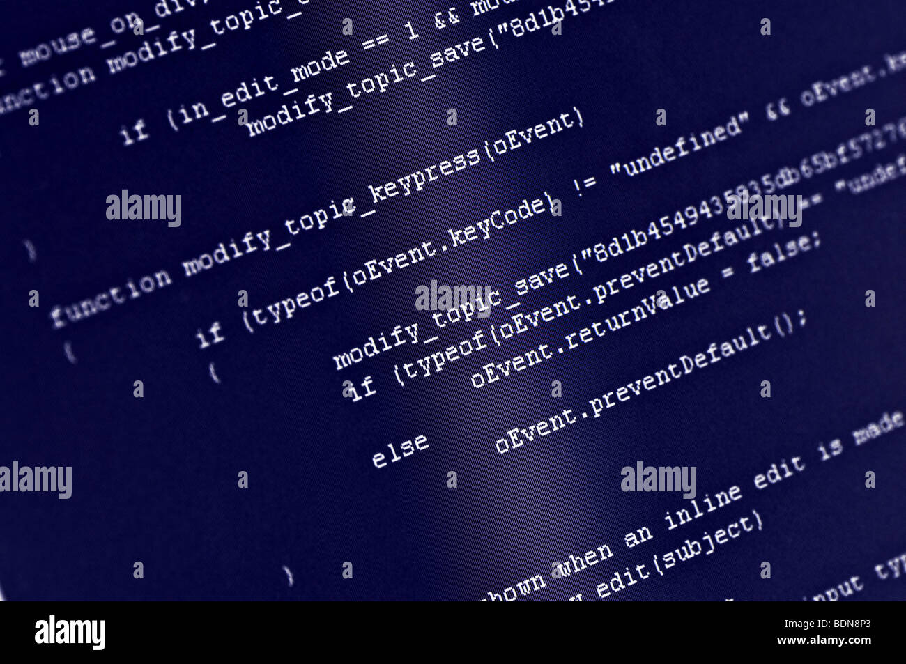 Il codice di un programma sullo schermo del computer Foto Stock