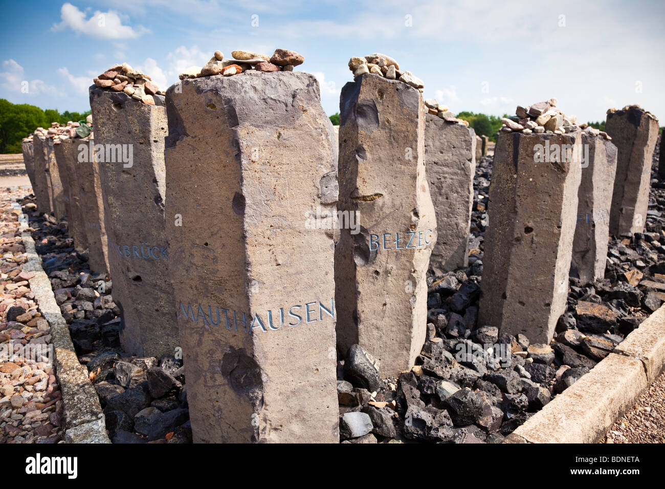 Memoriale per i Rom e i Sinti persone uccise a Buchenwald Campo di concentramento nazista, Ettersberg, Germania, Europa Foto Stock