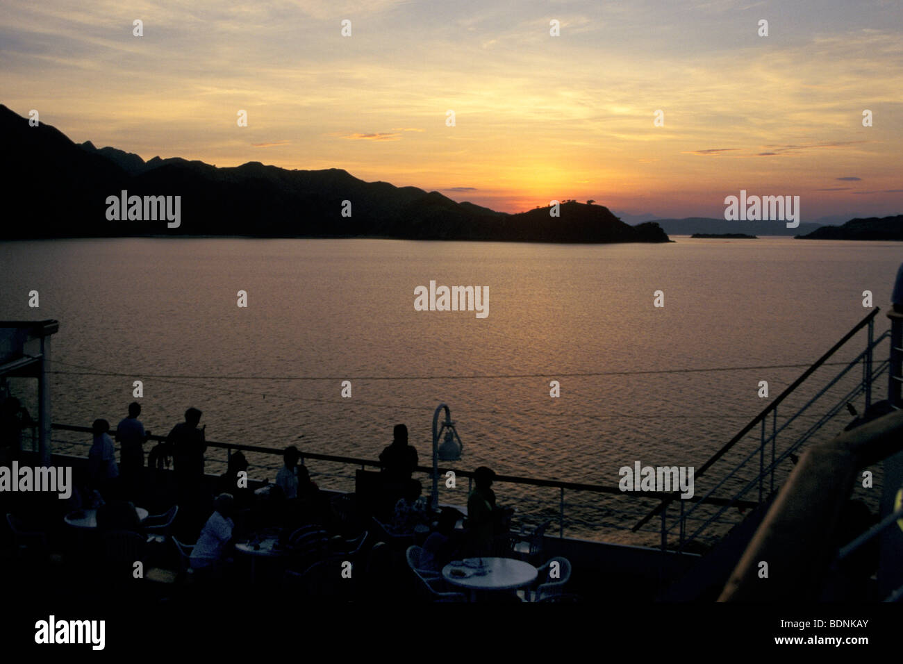 Isola di Komodo, tramonto Foto Stock