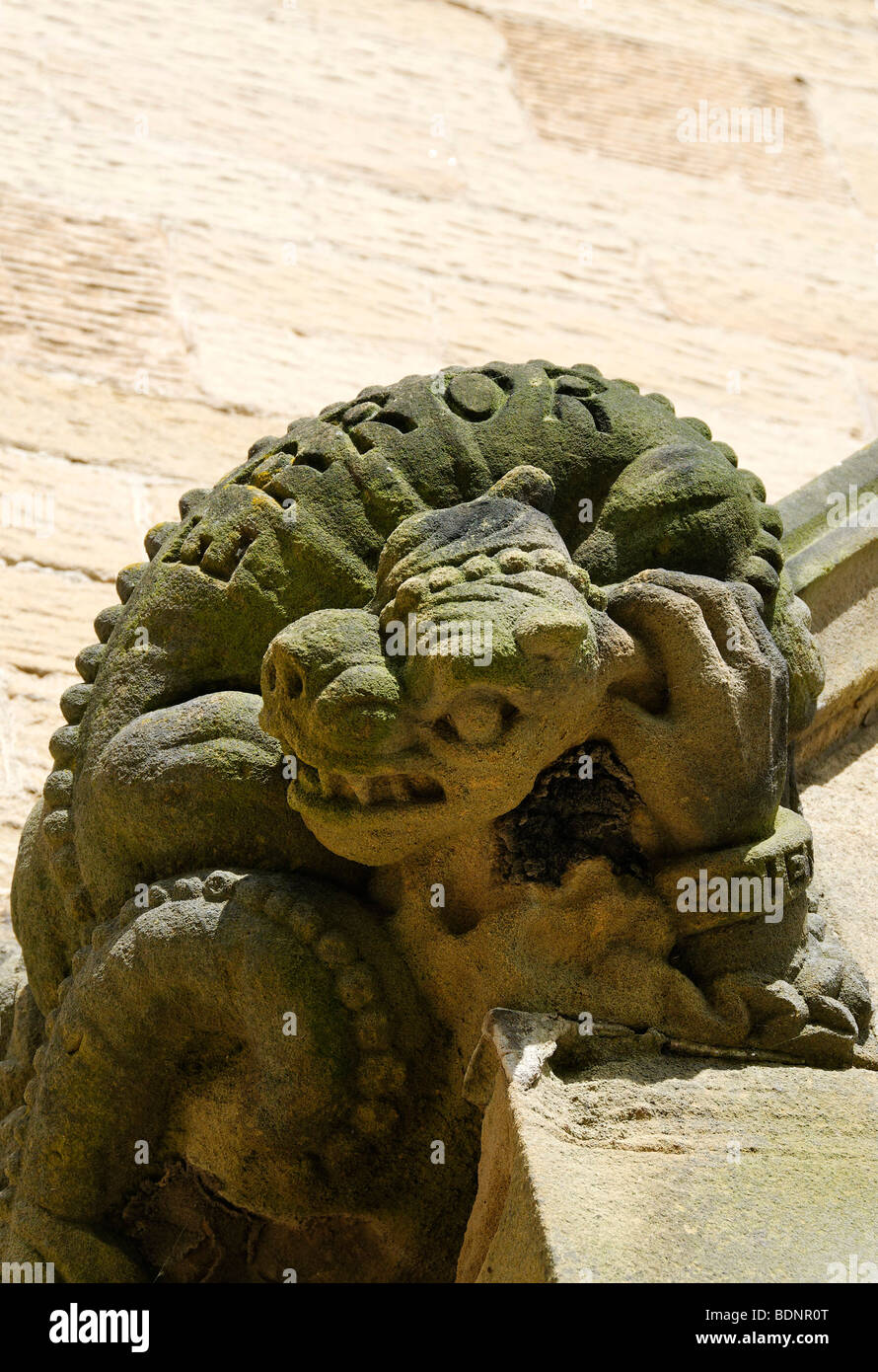 Gargoyle di scienza errore a strangolo, Aberystwyth university, Galles Foto Stock