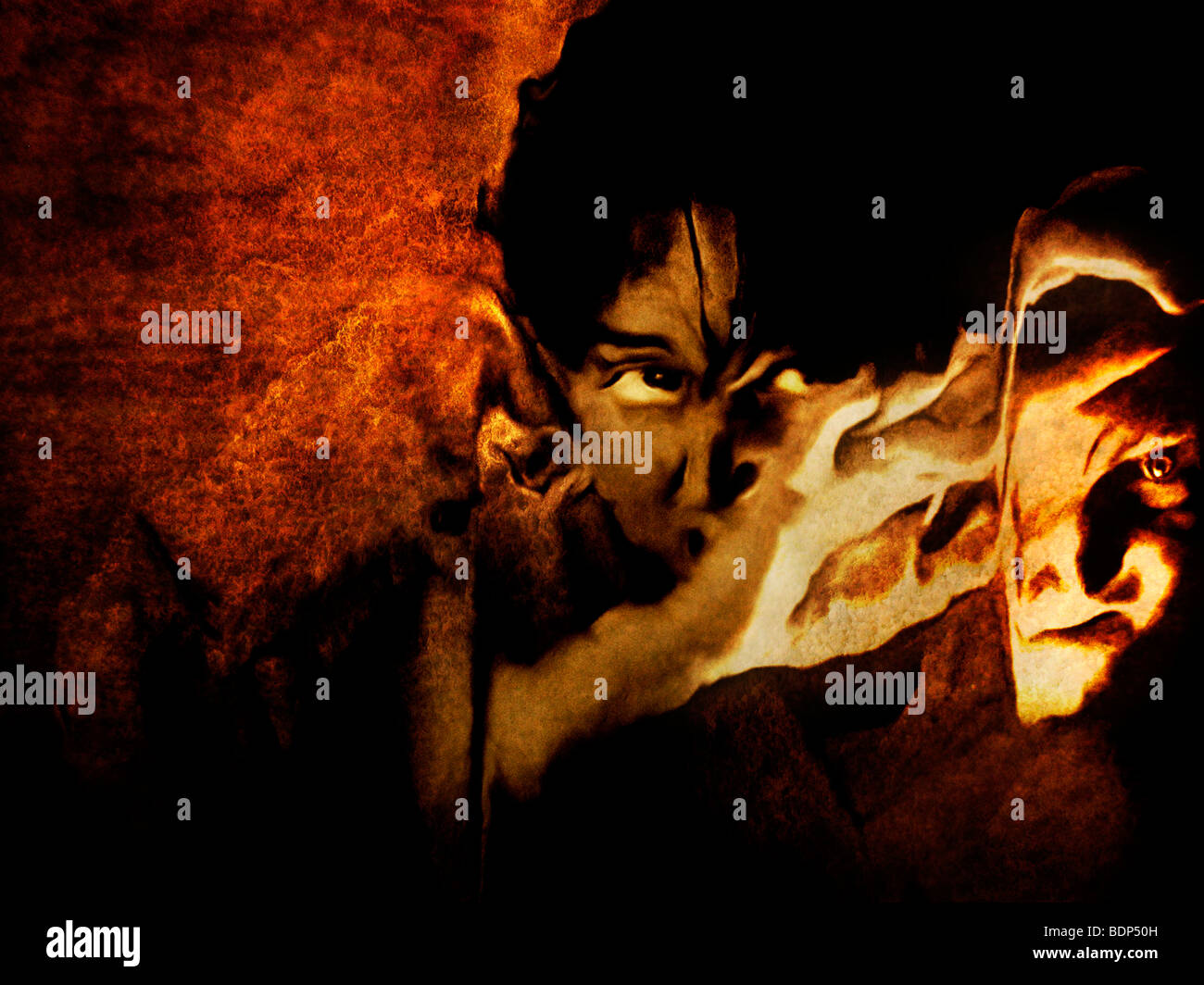 Una immagine concettuale con Volti Foto Stock