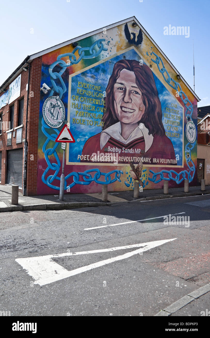 Il repubblicano murali di Falls Road, Belfast, Irlanda del Nord Foto Stock