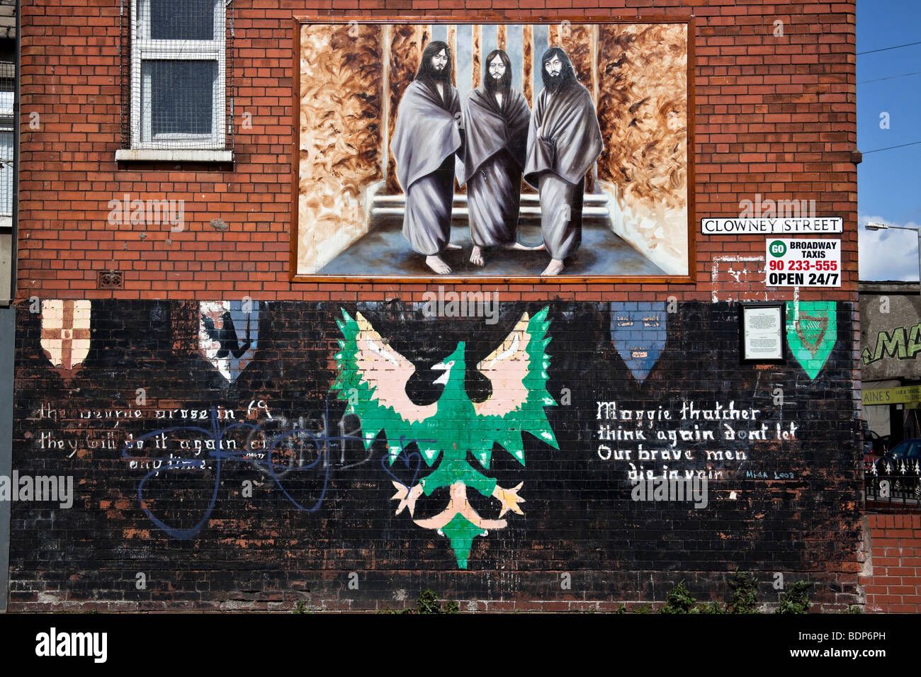 Parete nazionalista murale, Falls Road, Belfast, Regno Unito Foto Stock