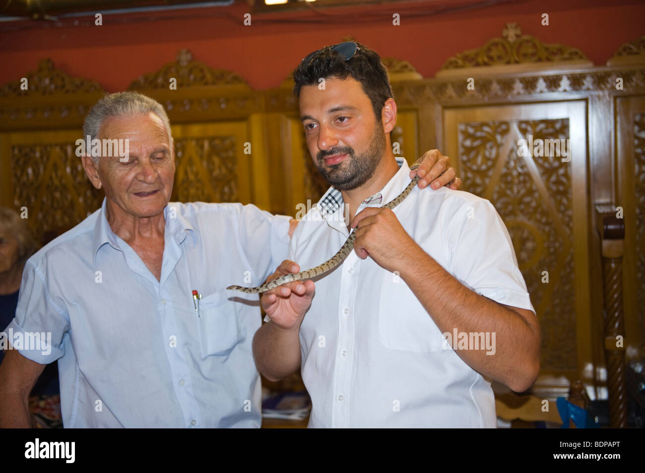 Chiesa della Vergine Maria Lagouvarda Vergine Maria dei serpenti a Markopoulo sull'isola greca di Cefalonia Grecia GR Foto Stock