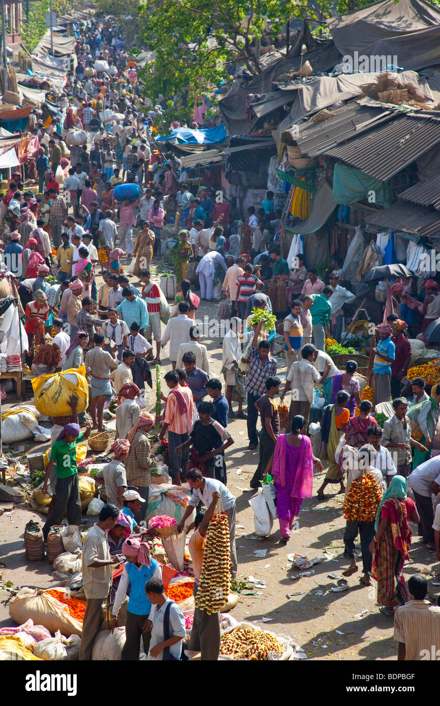 Il mercato dei fiori in Calcutta India Foto Stock