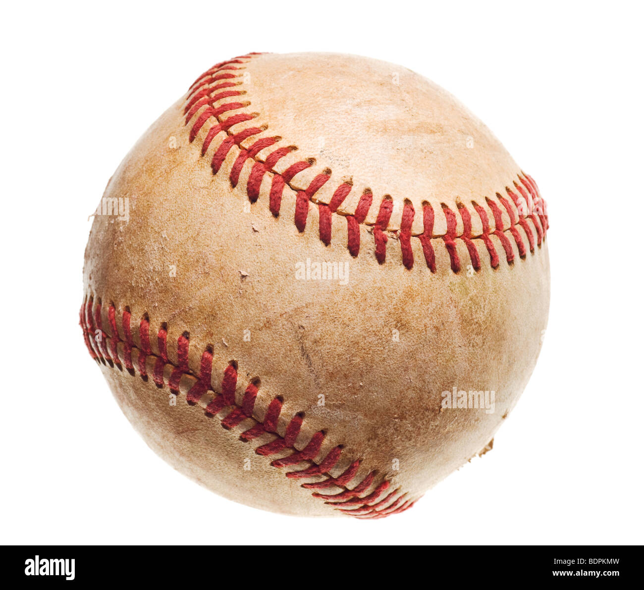 Il baseball con impunture rosse baseball isolati su sfondo bianco Foto Stock