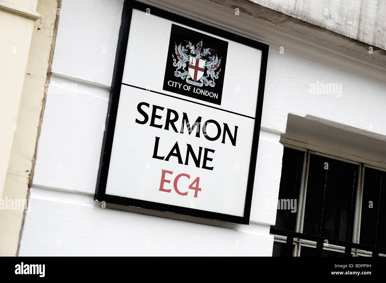 Sermone Lane strada segno vicino alla Cattedrale di St Paul, Londra, Inghilterra, Regno Unito Foto Stock