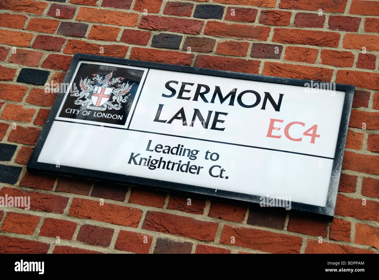 Sermone Lane strada segno vicino alla Cattedrale di St Paul, Londra, Inghilterra, Regno Unito Foto Stock