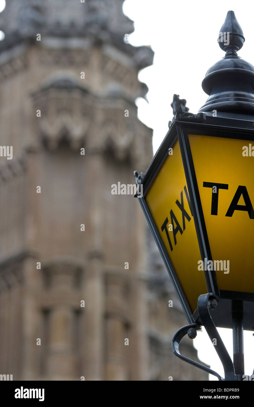 Taxi segno a Palazzo Vecchio Cantiere Westminster Foto Stock