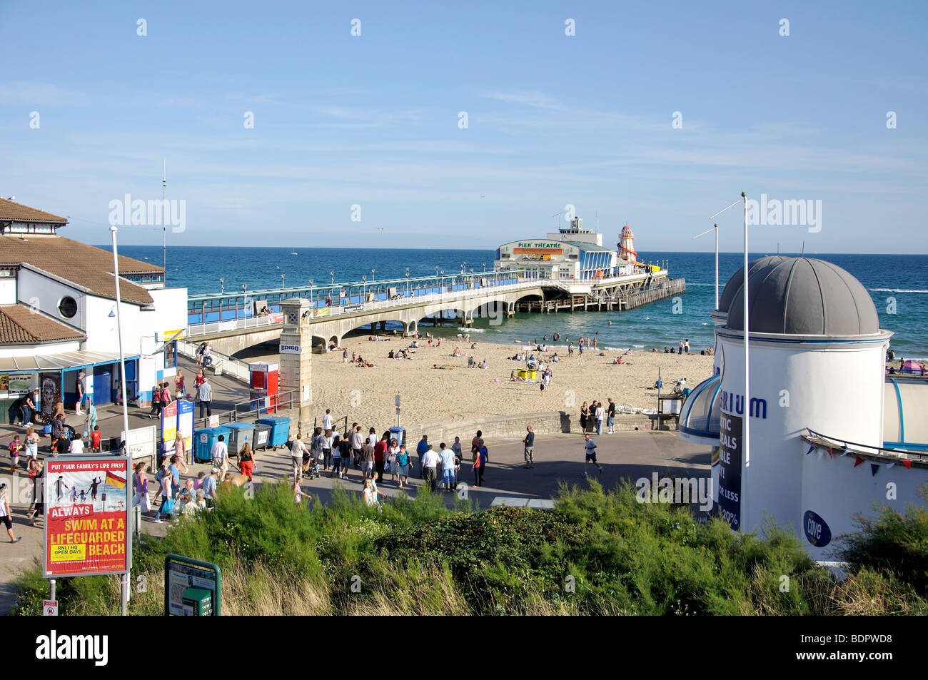 Il molo di Bournemouth e la spiaggia, Bournemouth Dorset, England, Regno Unito Foto Stock