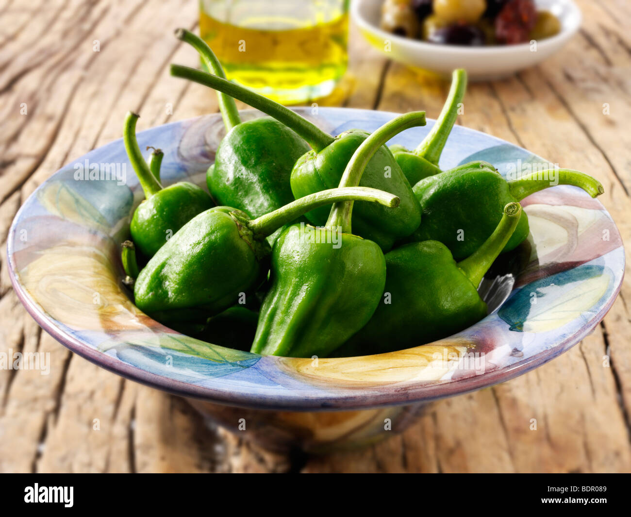 Padron freschi peperoni Foto Stock