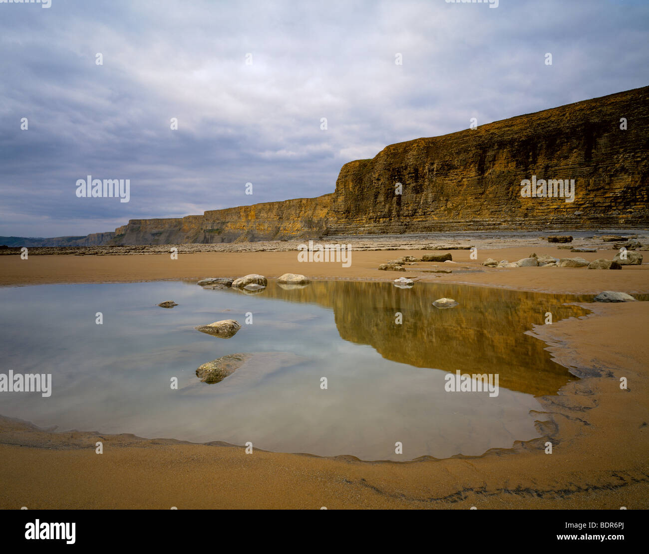 Traeth Mawr spiaggia sul Glamorgan Heritage Costa, Galles del Sud Foto Stock