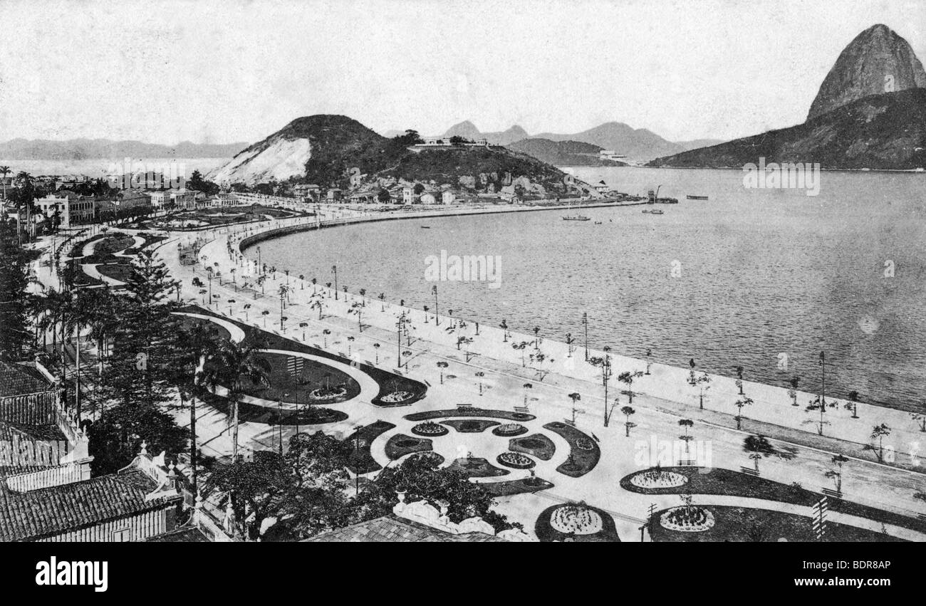 Avenida Beira-Mar, di Botafogo Rio de Janeiro, nei primi anni del XX secolo. Artista: sconosciuto Foto Stock