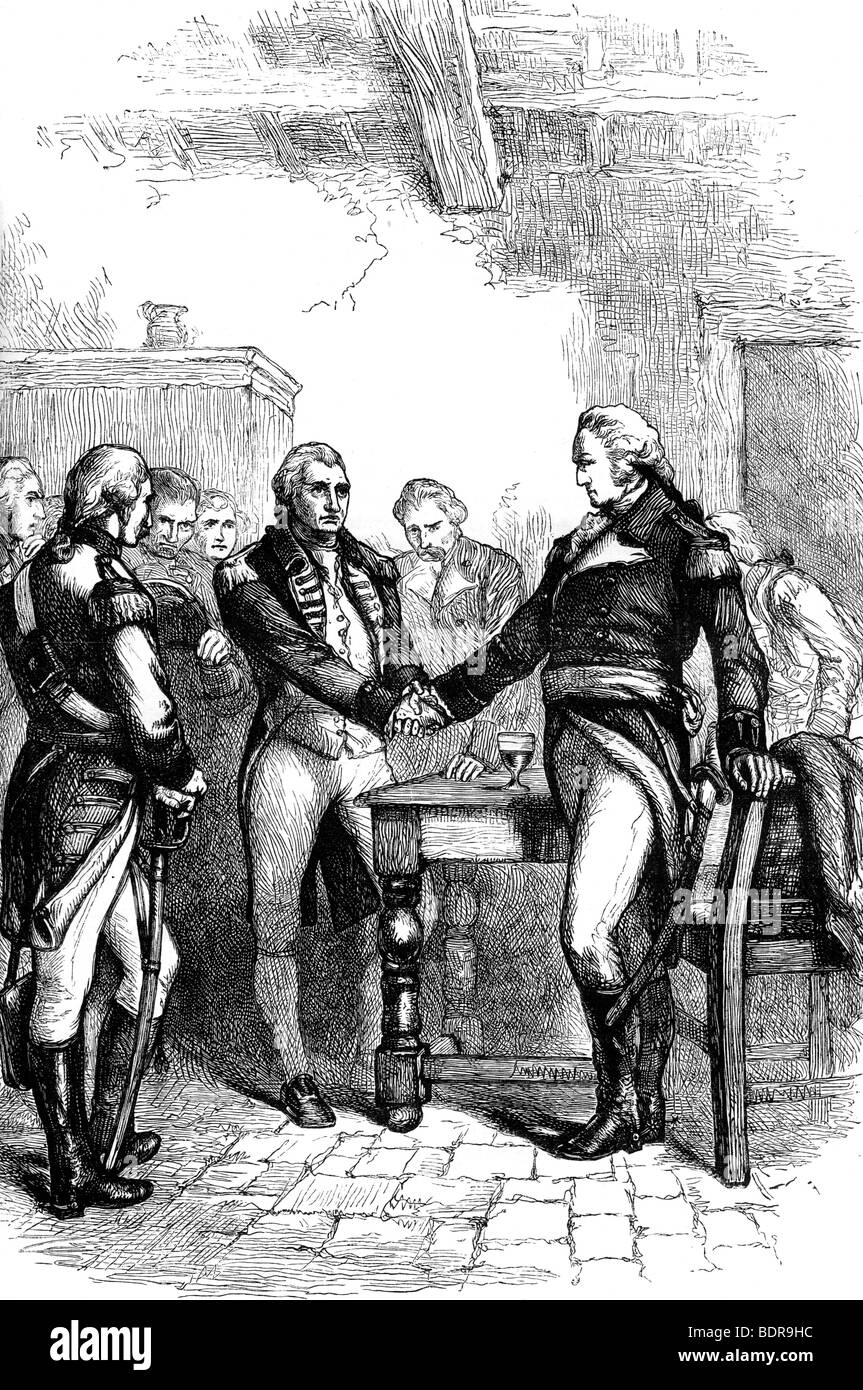 Washington congedo dei suoi vecchi compagni, 1783 (c1880). Artista: sconosciuto Foto Stock