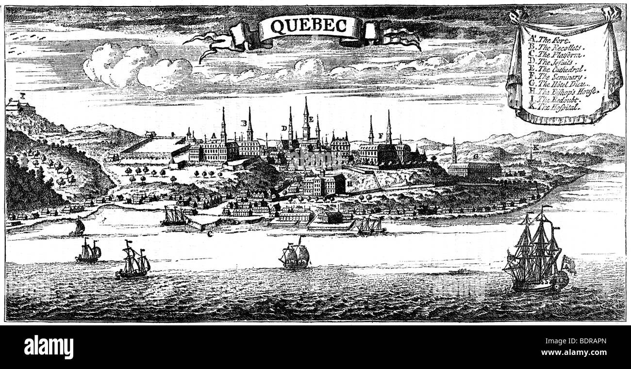 Vista vecchia di Quebec, 1730 (c1880). Artista: sconosciuto Foto Stock