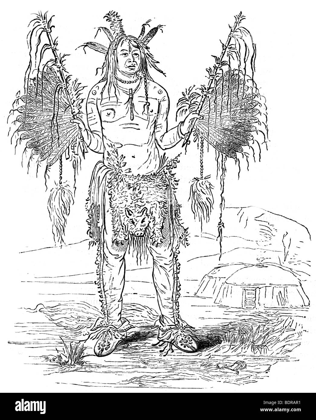 La medicina indiana uomo, c1700(?) (c1880). Artista: sconosciuto Foto Stock