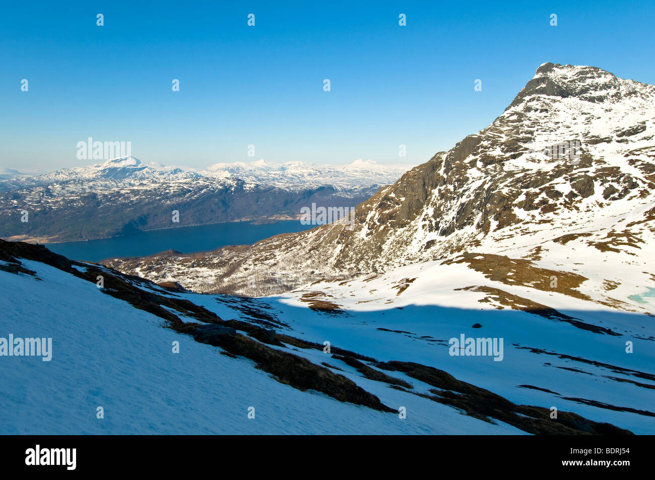 Paesaggio di montagna al ofotfjord, Norvegia Foto Stock