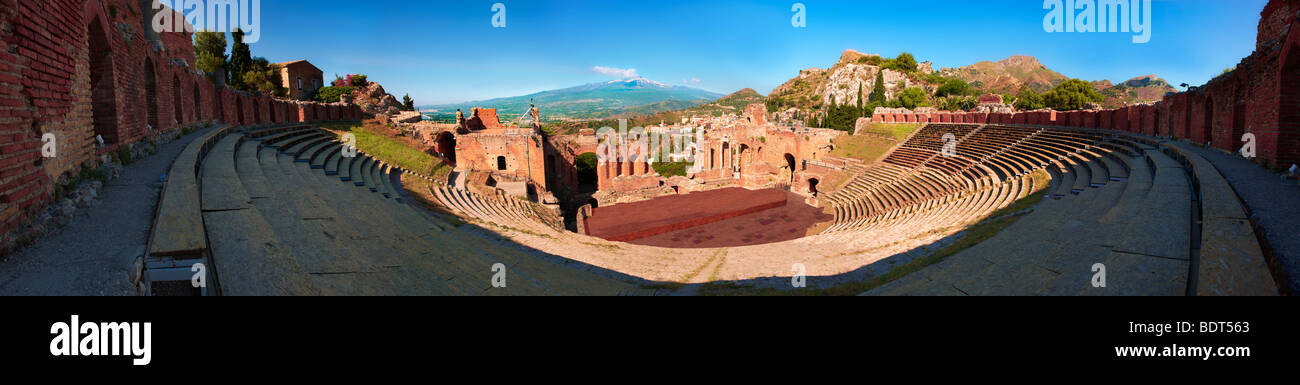 Teatro Greco Anfiteatro - Taormina Sicilia Foto Stock